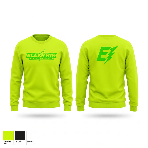Crew Neck Sweatshirt, ELEKTRIK ELITE TRACK CLUB, Track & Field, Teamtime, Team time, sublimation, custom sports apparel, team uniforms, spirit wear, spiritwear, sports uniforms, custom shirts, team store, custom team store, fundraiser sports, apparel fundraiser