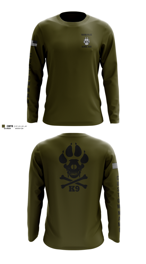 Long Sleeve Performance Shirt, Yakima Police Department K9 School, Police, Teamtime, Team time, sublimation, custom sports apparel, team uniforms, spirit wear, spiritwear, sports uniforms, custom shirts, team store, custom team store, fundraiser sports, apparel fundraiser