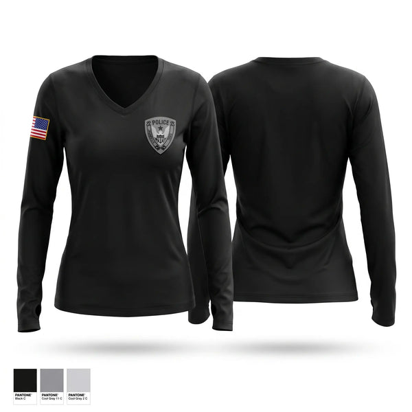 Womens Long Sleeve Vneck Shirt, J, Police, Teamtime, Team time, sublimation, custom sports apparel, team uniforms, spirit wear, spiritwear, sports uniforms, custom shirts, team store, custom team store, fundraiser sports, apparel fundraiser