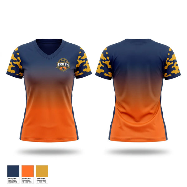 Womens Short Sleeve Vneck Shirt, Truth Basketball, Women's Basketball, Teamtime, Team time, sublimation, custom sports apparel, team uniforms, spirit wear, spiritwear, sports uniforms, custom shirts, team store, custom team store, fundraiser sports, apparel fundraiser