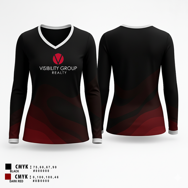 Womens Long Sleeve Vneck Shirt, Keller Williams realty, , Teamtime, Team time, sublimation, custom sports apparel, team uniforms, spirit wear, spiritwear, sports uniforms, custom shirts, team store, custom team store, fundraiser sports, apparel fundraiser