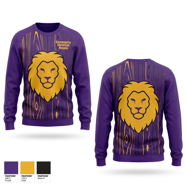 Crew Neck Sweatshirt, Community Christian Royals, Baseball, Teamtime, Team time, sublimation, custom sports apparel, team uniforms, spirit wear, spiritwear, sports uniforms, custom shirts, team store, custom team store, fundraiser sports, apparel fundraiser
