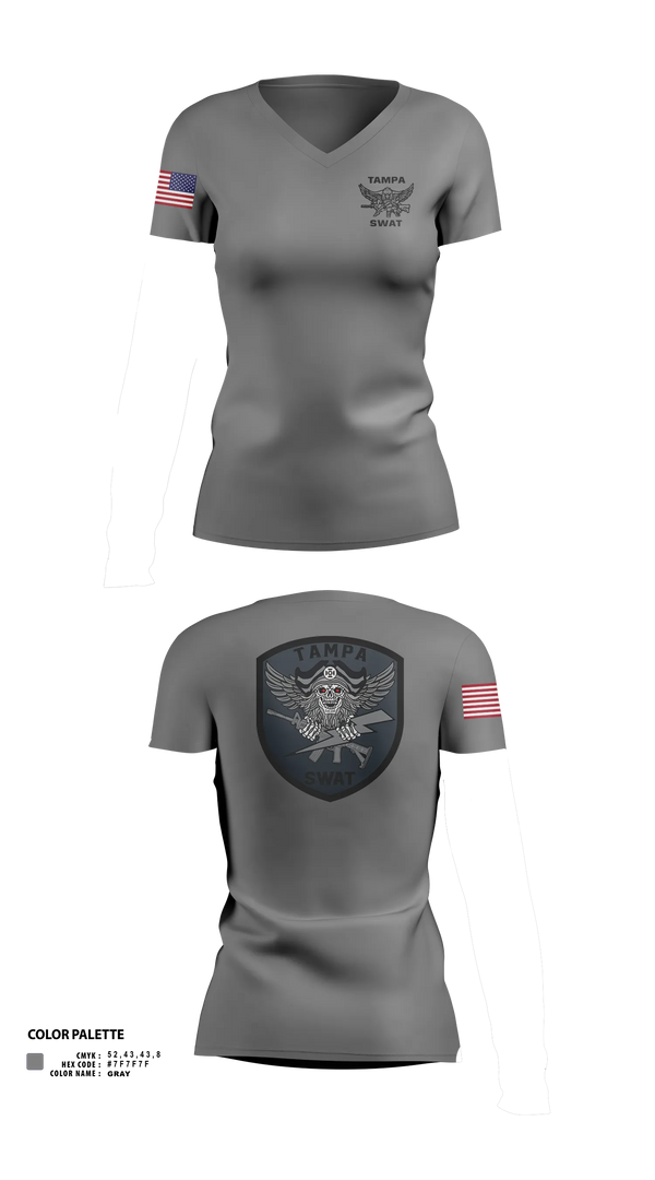 Womens Short Sleeve Vneck Shirt, Tampa SWAT, Police, Teamtime, Team time, sublimation, custom sports apparel, team uniforms, spirit wear, spiritwear, sports uniforms, custom shirts, team store, custom team store, fundraiser sports, apparel fundraiser