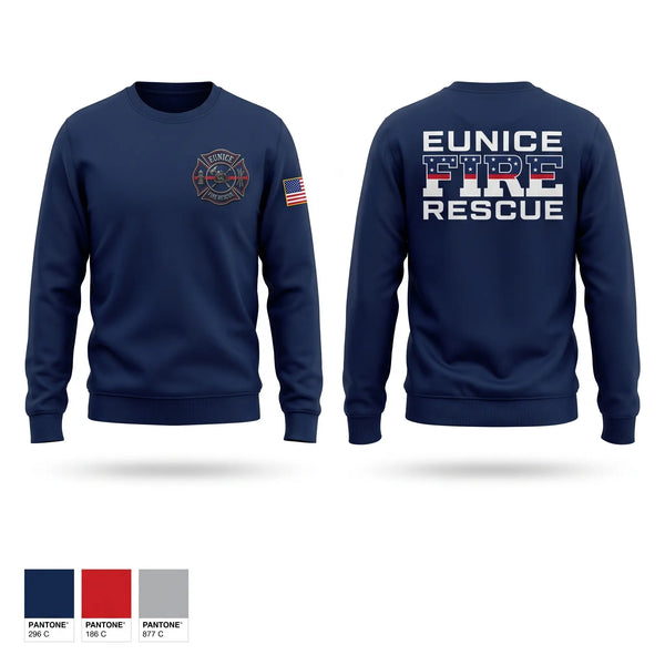 Crew Neck Sweatshirt, Eunice Fire Department, Fire Department, Teamtime, Team time, sublimation, custom sports apparel, team uniforms, spirit wear, spiritwear, sports uniforms, custom shirts, team store, custom team store, fundraiser sports, apparel fundraiser
