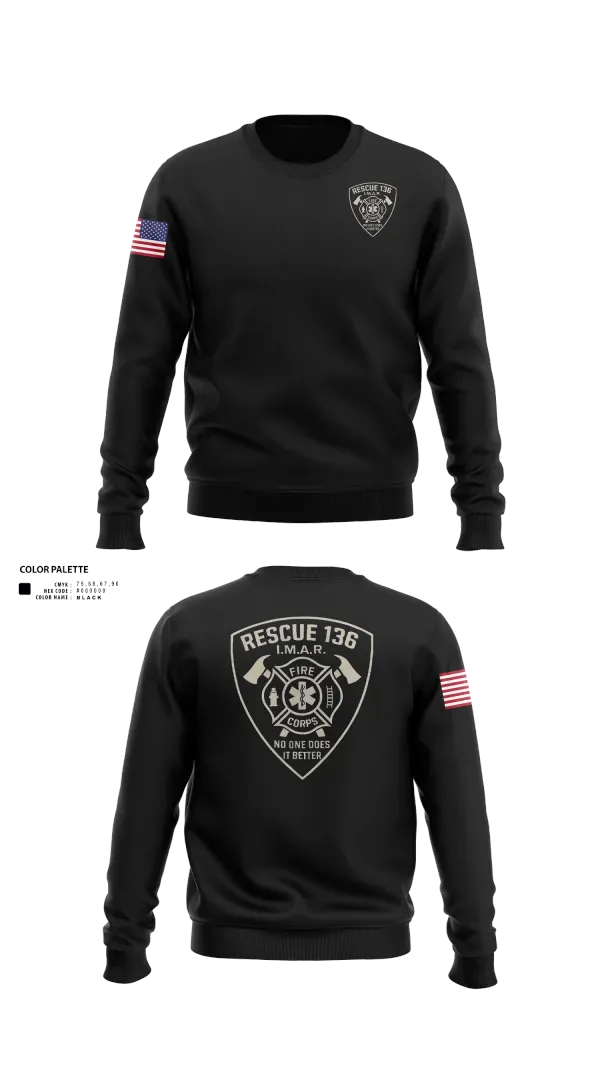 Crew Neck Sweatshirt, Rescue 136, Fire Department, Teamtime, Team time, sublimation, custom sports apparel, team uniforms, spirit wear, spiritwear, sports uniforms, custom shirts, team store, custom team store, fundraiser sports, apparel fundraiser
