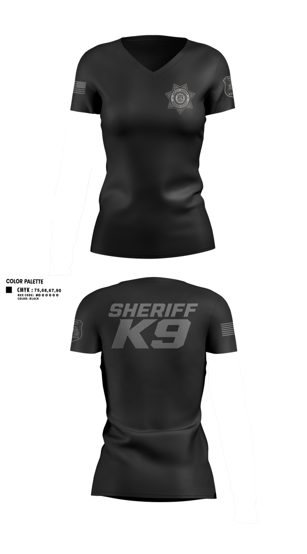 Womens Short Sleeve Vneck Shirt, Sheriff K9, Police, Teamtime, Team time, sublimation, custom sports apparel, team uniforms, spirit wear, spiritwear, sports uniforms, custom shirts, team store, custom team store, fundraiser sports, apparel fundraiser