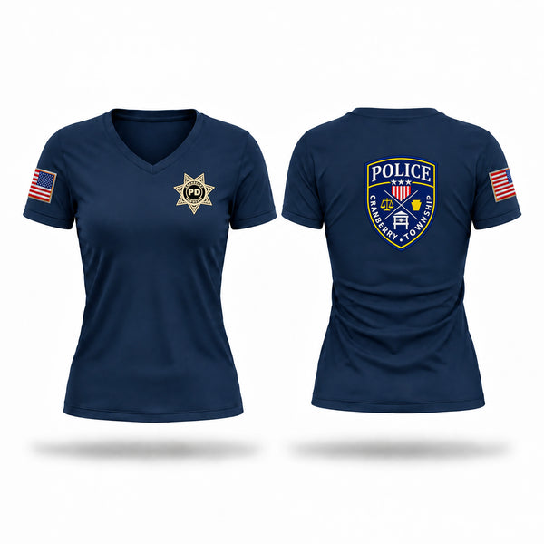 Womens Short Sleeve Vneck Shirt, Cranberry Township Police, Police, Teamtime, Team time, sublimation, custom sports apparel, team uniforms, spirit wear, spiritwear, sports uniforms, custom shirts, team store, custom team store, fundraiser sports, apparel fundraiser