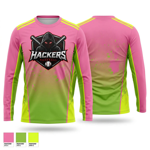 Long Sleeve Performance Shirt, Hackers Baseball Club, Baseball, Teamtime, Team time, sublimation, custom sports apparel, team uniforms, spirit wear, spiritwear, sports uniforms, custom shirts, team store, custom team store, fundraiser sports, apparel fundraiser