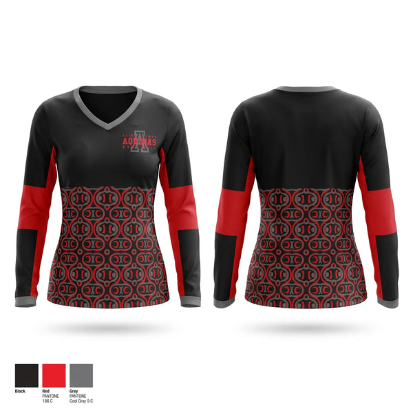 Womens Long Sleeve Vneck Shirt, St. Thomas Aquinas, Baseball, Teamtime, Team time, sublimation, custom sports apparel, team uniforms, spirit wear, spiritwear, sports uniforms, custom shirts, team store, custom team store, fundraiser sports, apparel fundraiser