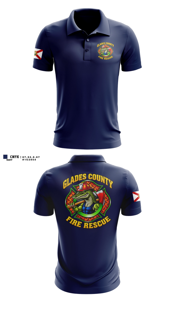 Short Sleeve Performance Polo, Glades County Fire Rescue, Fire Department, Teamtime, Team time, sublimation, custom sports apparel, team uniforms, spirit wear, spiritwear, sports uniforms, custom shirts, team store, custom team store, fundraiser sports, apparel fundraiser