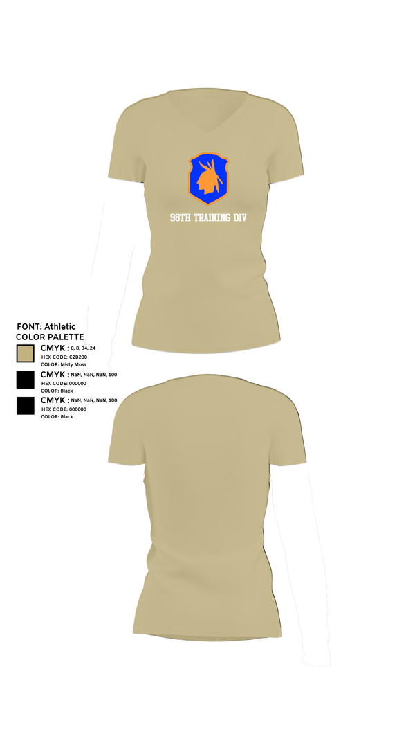Womens Short Sleeve Vneck Shirt, 98th training div, , Teamtime, Team time, sublimation, custom sports apparel, team uniforms, spirit wear, spiritwear, sports uniforms, custom shirts, team store, custom team store, fundraiser sports, apparel fundraiser