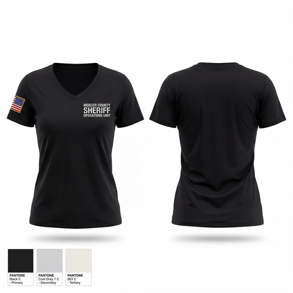 Womens Short Sleeve Vneck Shirt, Mercer county sheriff operations unit, Police, Teamtime, Team time, sublimation, custom sports apparel, team uniforms, spirit wear, spiritwear, sports uniforms, custom shirts, team store, custom team store, fundraiser sports, apparel fundraiser