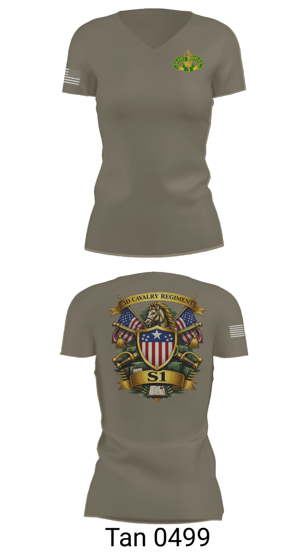 Womens Short Sleeve Vneck Shirt, 3d Regiment Cavalry, Army, Teamtime, Team time, sublimation, custom sports apparel, team uniforms, spirit wear, spiritwear, sports uniforms, custom shirts, team store, custom team store, fundraiser sports, apparel fundraiser