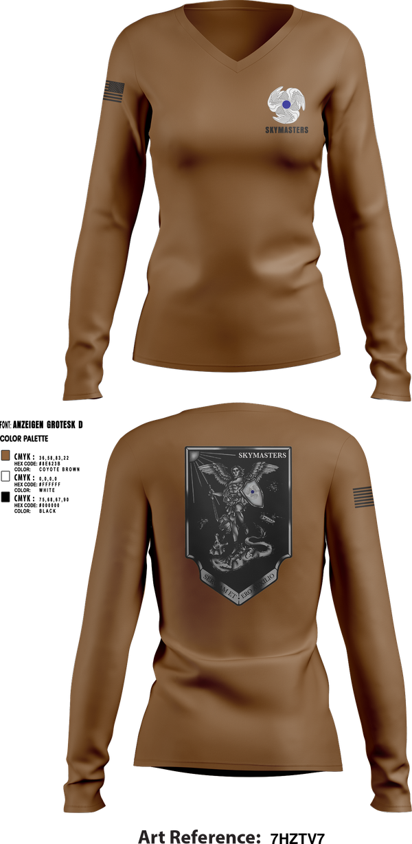 Womens Long Sleeve Vneck Shirt, 1-222 Aviaition Regiment, Army, Teamtime, Team time, sublimation, custom sports apparel, team uniforms, spirit wear, spiritwear, sports uniforms, custom shirts, team store, custom team store, fundraiser sports, apparel fundraiser