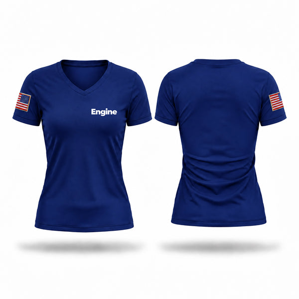 Womens Short Sleeve Vneck Shirt, Engine, Fire Department, Teamtime, Team time, sublimation, custom sports apparel, team uniforms, spirit wear, spiritwear, sports uniforms, custom shirts, team store, custom team store, fundraiser sports, apparel fundraiser