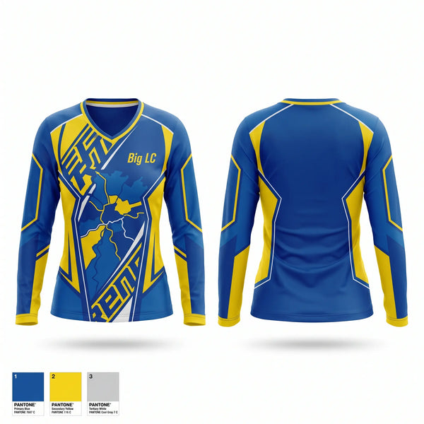 Womens Long Sleeve Vneck Shirt, Big LC, Cheer, Teamtime, Team time, sublimation, custom sports apparel, team uniforms, spirit wear, spiritwear, sports uniforms, custom shirts, team store, custom team store, fundraiser sports, apparel fundraiser