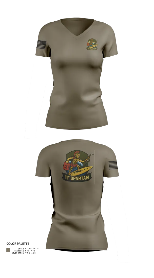 Womens Short Sleeve Vneck Shirt, Task Force Spartan, , Teamtime, Team time, sublimation, custom sports apparel, team uniforms, spirit wear, spiritwear, sports uniforms, custom shirts, team store, custom team store, fundraiser sports, apparel fundraiser