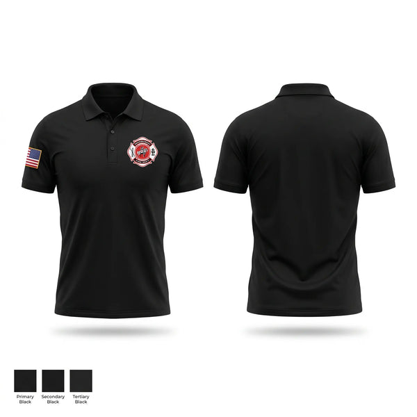 Short Sleeve Performance Polo, Edinburgh Fire Lancer Logo, EMS/EMT, Teamtime, Team time, sublimation, custom sports apparel, team uniforms, spirit wear, spiritwear, sports uniforms, custom shirts, team store, custom team store, fundraiser sports, apparel fundraiser