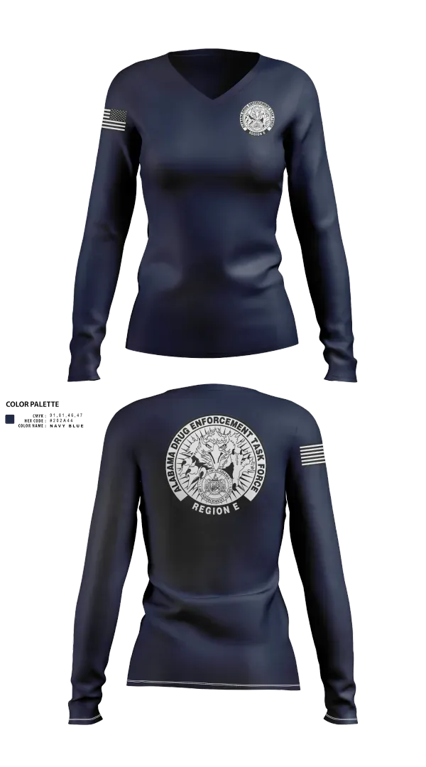 Womens Long Sleeve Vneck Shirt, Alabama Drug Enforcement Task Force, Police, Teamtime, Team time, sublimation, custom sports apparel, team uniforms, spirit wear, spiritwear, sports uniforms, custom shirts, team store, custom team store, fundraiser sports, apparel fundraiser