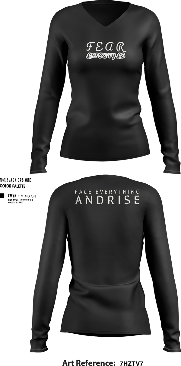 Womens Long Sleeve Vneck Shirt, FearLifestyle, , Teamtime, Team time, sublimation, custom sports apparel, team uniforms, spirit wear, spiritwear, sports uniforms, custom shirts, team store, custom team store, fundraiser sports, apparel fundraiser
