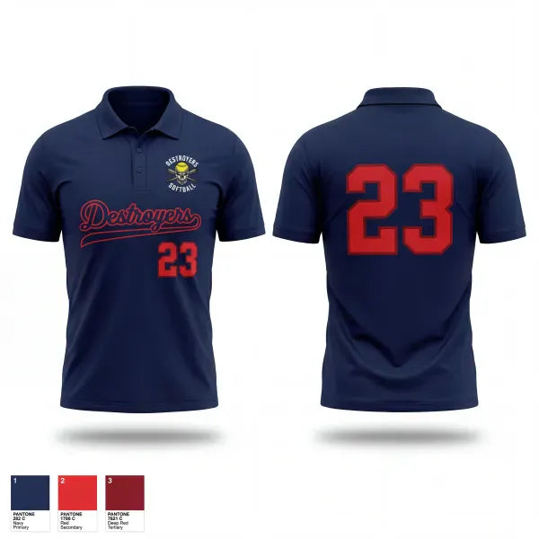 Short Sleeve Performance Polo, Destroyers, Softball, Teamtime, Team time, sublimation, custom sports apparel, team uniforms, spirit wear, spiritwear, sports uniforms, custom shirts, team store, custom team store, fundraiser sports, apparel fundraiser