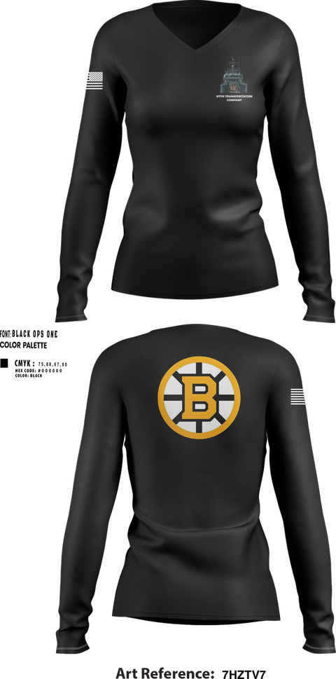 Womens Long Sleeve Vneck Shirt, 97th Transportation Company, , Teamtime, Team time, sublimation, custom sports apparel, team uniforms, spirit wear, spiritwear, sports uniforms, custom shirts, team store, custom team store, fundraiser sports, apparel fundraiser
