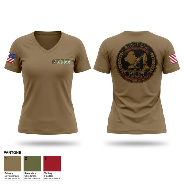 Womens Short Sleeve Vneck Shirt, 143rd RSG, National Guard, Teamtime, Team time, sublimation, custom sports apparel, team uniforms, spirit wear, spiritwear, sports uniforms, custom shirts, team store, custom team store, fundraiser sports, apparel fundraiser