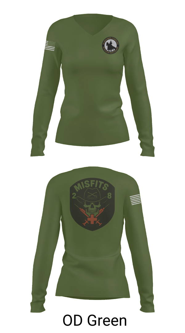 Womens Long Sleeve Vneck Shirt, 2-8 Cav, HHC, Medic Platoon, , Teamtime, Team time, sublimation, custom sports apparel, team uniforms, spirit wear, spiritwear, sports uniforms, custom shirts, team store, custom team store, fundraiser sports, apparel fundraiser