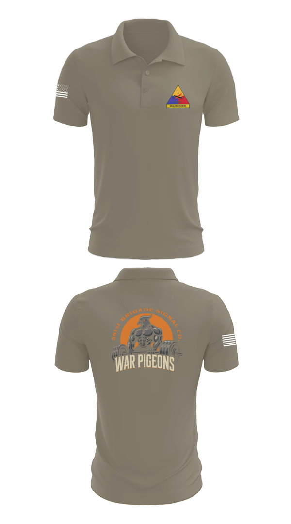 Short Sleeve Performance Polo, 261st War Pigeons, Army, Teamtime, Team time, sublimation, custom sports apparel, team uniforms, spirit wear, spiritwear, sports uniforms, custom shirts, team store, custom team store, fundraiser sports, apparel fundraiser