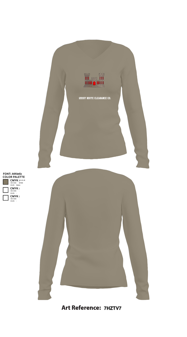 Womens Long Sleeve Vneck Shirt, 1221st Route Clearance Co., National Guard, Teamtime, Team time, sublimation, custom sports apparel, team uniforms, spirit wear, spiritwear, sports uniforms, custom shirts, team store, custom team store, fundraiser sports, apparel fundraiser