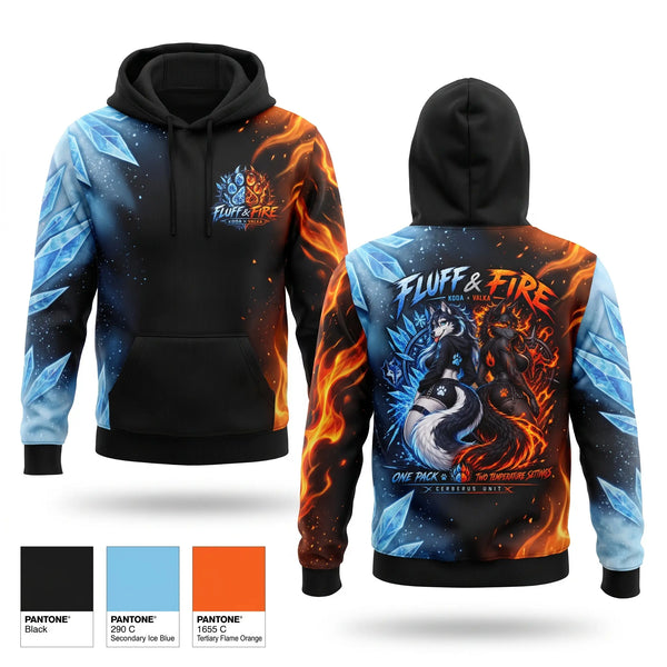 Hoodie, Fluff and fire, E-Sports, Teamtime, Team time, sublimation, custom sports apparel, team uniforms, spirit wear, spiritwear, sports uniforms, custom shirts, team store, custom team store, fundraiser sports, apparel fundraiser