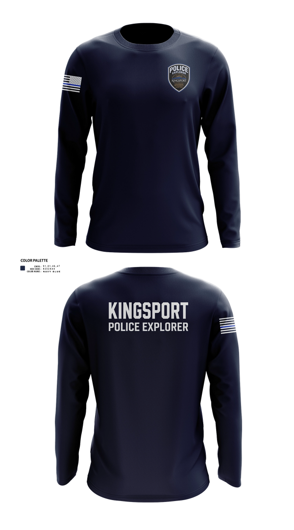 Long Sleeve Performance Shirt, Kingsport Police Explorer Post, Police, Teamtime, Team time, sublimation, custom sports apparel, team uniforms, spirit wear, spiritwear, sports uniforms, custom shirts, team store, custom team store, fundraiser sports, apparel fundraiser