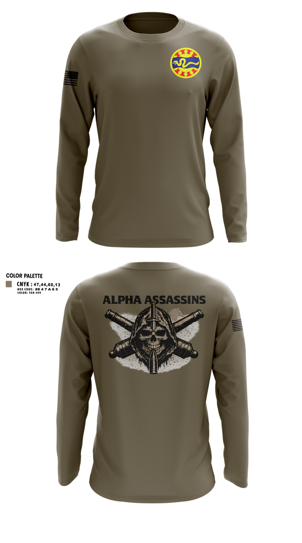 Long Sleeve Performance Shirt, 1-148 FA A Btry, National Guard, Teamtime, Team time, sublimation, custom sports apparel, team uniforms, spirit wear, spiritwear, sports uniforms, custom shirts, team store, custom team store, fundraiser sports, apparel fundraiser