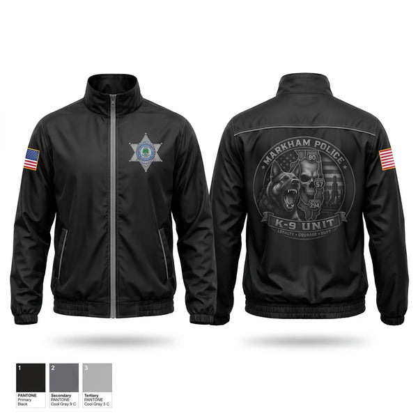 Windbreaker, Markham Police K-9 Unit, Police, Teamtime, Team time, sublimation, custom sports apparel, team uniforms, spirit wear, spiritwear, sports uniforms, custom shirts, team store, custom team store, fundraiser sports, apparel fundraiser