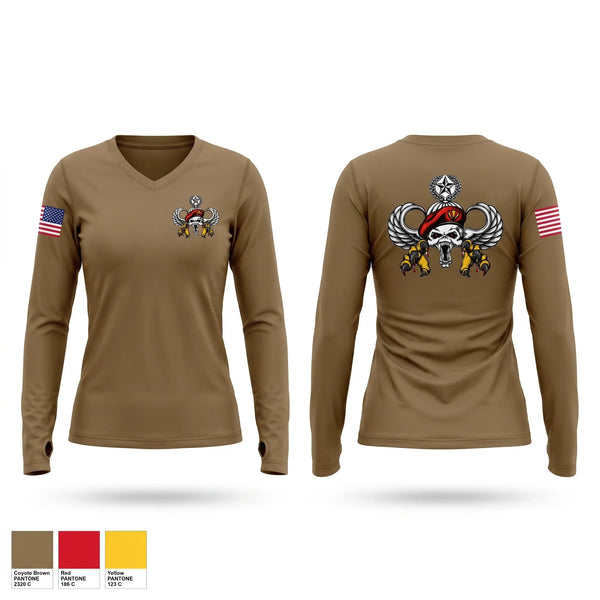 Womens Long Sleeve Vneck Shirt, B.I.R.D, Army, Teamtime, Team time, sublimation, custom sports apparel, team uniforms, spirit wear, spiritwear, sports uniforms, custom shirts, team store, custom team store, fundraiser sports, apparel fundraiser