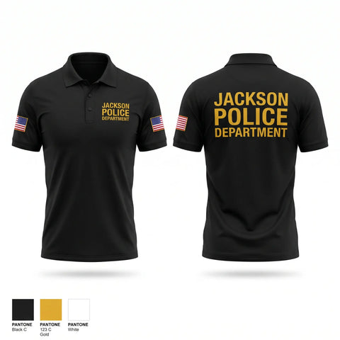 Short Sleeve Performance Polo, Jackson Police Department, Police, Teamtime, Team time, sublimation, custom sports apparel, team uniforms, spirit wear, spiritwear, sports uniforms, custom shirts, team store, custom team store, fundraiser sports, apparel fundraiser