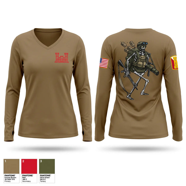 Womens Long Sleeve Vneck Shirt, HHC 223rd Engineer Battalion, Army, Teamtime, Team time, sublimation, custom sports apparel, team uniforms, spirit wear, spiritwear, sports uniforms, custom shirts, team store, custom team store, fundraiser sports, apparel fundraiser