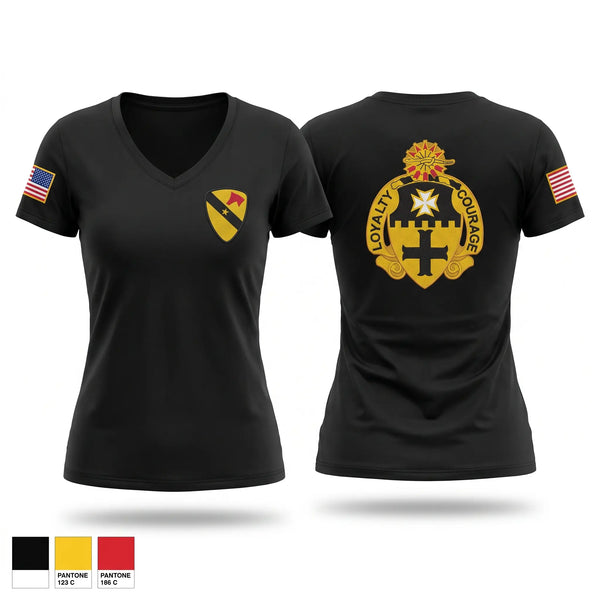 Womens Short Sleeve Vneck Shirt, 2-5 Cav Lancers, Army, Teamtime, Team time, sublimation, custom sports apparel, team uniforms, spirit wear, spiritwear, sports uniforms, custom shirts, team store, custom team store, fundraiser sports, apparel fundraiser
