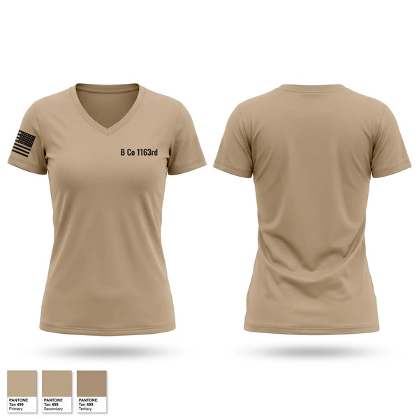 Womens Short Sleeve Vneck Shirt, B Co 1-163rd, National Guard, Teamtime, Team time, sublimation, custom sports apparel, team uniforms, spirit wear, spiritwear, sports uniforms, custom shirts, team store, custom team store, fundraiser sports, apparel fundraiser