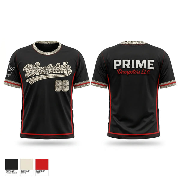 Soft Poly Tee Cotton Like Feel, Westside, Softball, Teamtime, Team time, sublimation, custom sports apparel, team uniforms, spirit wear, spiritwear, sports uniforms, custom shirts, team store, custom team store, fundraiser sports, apparel fundraiser