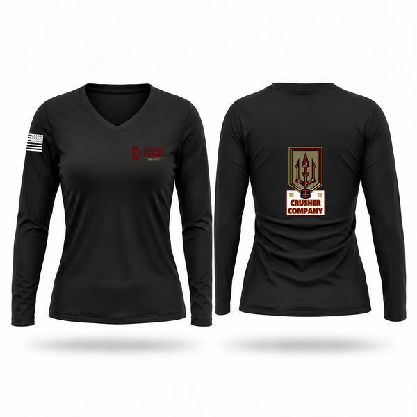 Womens Long Sleeve Vneck Shirt, Crusher Company, Army, Teamtime, Team time, sublimation, custom sports apparel, team uniforms, spirit wear, spiritwear, sports uniforms, custom shirts, team store, custom team store, fundraiser sports, apparel fundraiser