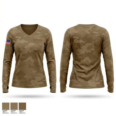 Womens Long Sleeve Vneck Shirt, Quitman JROTC, Army, Teamtime, Team time, sublimation, custom sports apparel, team uniforms, spirit wear, spiritwear, sports uniforms, custom shirts, team store, custom team store, fundraiser sports, apparel fundraiser