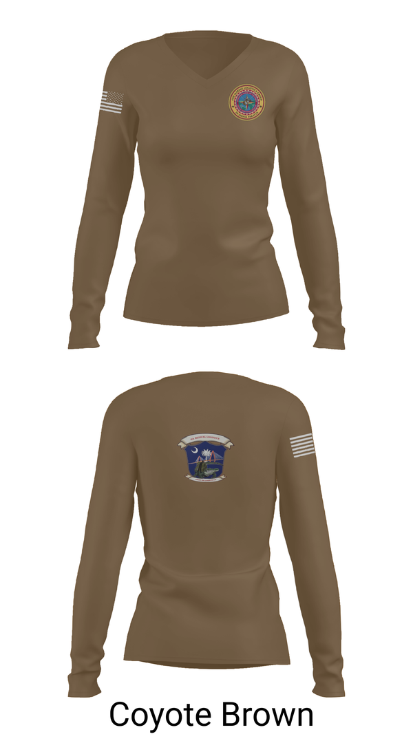 Womens Long Sleeve Vneck Shirt, 4th Medical Logistics, Marines, Teamtime, Team time, sublimation, custom sports apparel, team uniforms, spirit wear, spiritwear, sports uniforms, custom shirts, team store, custom team store, fundraiser sports, apparel fundraiser