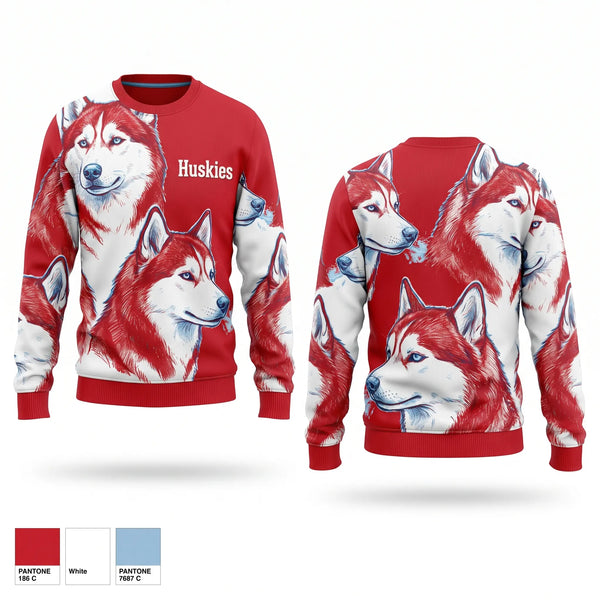 Crew Neck Sweatshirt, Huskies, Men's Basketball, Teamtime, Team time, sublimation, custom sports apparel, team uniforms, spirit wear, spiritwear, sports uniforms, custom shirts, team store, custom team store, fundraiser sports, apparel fundraiser
