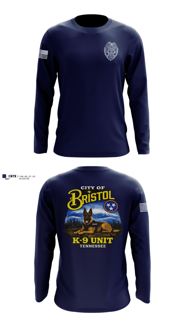 Long Sleeve Performance Shirt, Bristol Tennessee Police Department K9 Unit, Police, Teamtime, Team time, sublimation, custom sports apparel, team uniforms, spirit wear, spiritwear, sports uniforms, custom shirts, team store, custom team store, fundraiser sports, apparel fundraiser