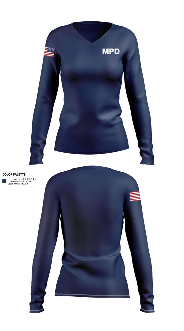 Womens Long Sleeve Vneck Shirt, Mobile police dept 4th precinct 3rd Squad, Police, Teamtime, Team time, sublimation, custom sports apparel, team uniforms, spirit wear, spiritwear, sports uniforms, custom shirts, team store, custom team store, fundraiser sports, apparel fundraiser