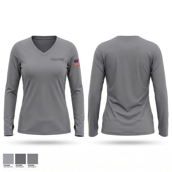 Womens Long Sleeve Vneck Shirt, Traffic Unit, Police, Teamtime, Team time, sublimation, custom sports apparel, team uniforms, spirit wear, spiritwear, sports uniforms, custom shirts, team store, custom team store, fundraiser sports, apparel fundraiser