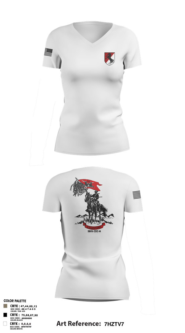 Womens Short Sleeve Vneck Shirt, 58th CEC-A, Army, Teamtime, Team time, sublimation, custom sports apparel, team uniforms, spirit wear, spiritwear, sports uniforms, custom shirts, team store, custom team store, fundraiser sports, apparel fundraiser