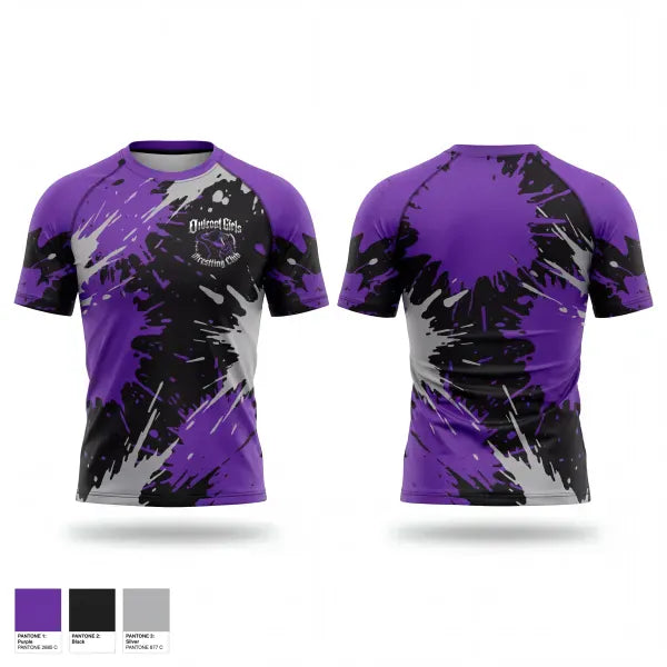 Short Sleeve Rash Guard Shirt, Outcast Girls Wrestling Club, Wrestling, Teamtime, Team time, sublimation, custom sports apparel, team uniforms, spirit wear, spiritwear, sports uniforms, custom shirts, team store, custom team store, fundraiser sports, apparel fundraiser