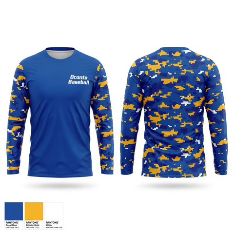 Long Sleeve Performance Shirt, Oconto Baseball, Baseball, Teamtime, Team time, sublimation, custom sports apparel, team uniforms, spirit wear, spiritwear, sports uniforms, custom shirts, team store, custom team store, fundraiser sports, apparel fundraiser